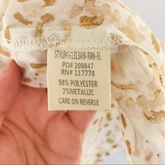 NWT LOVESTITCH Cream & Gold Metallic Blouse - Picture 4 of 7